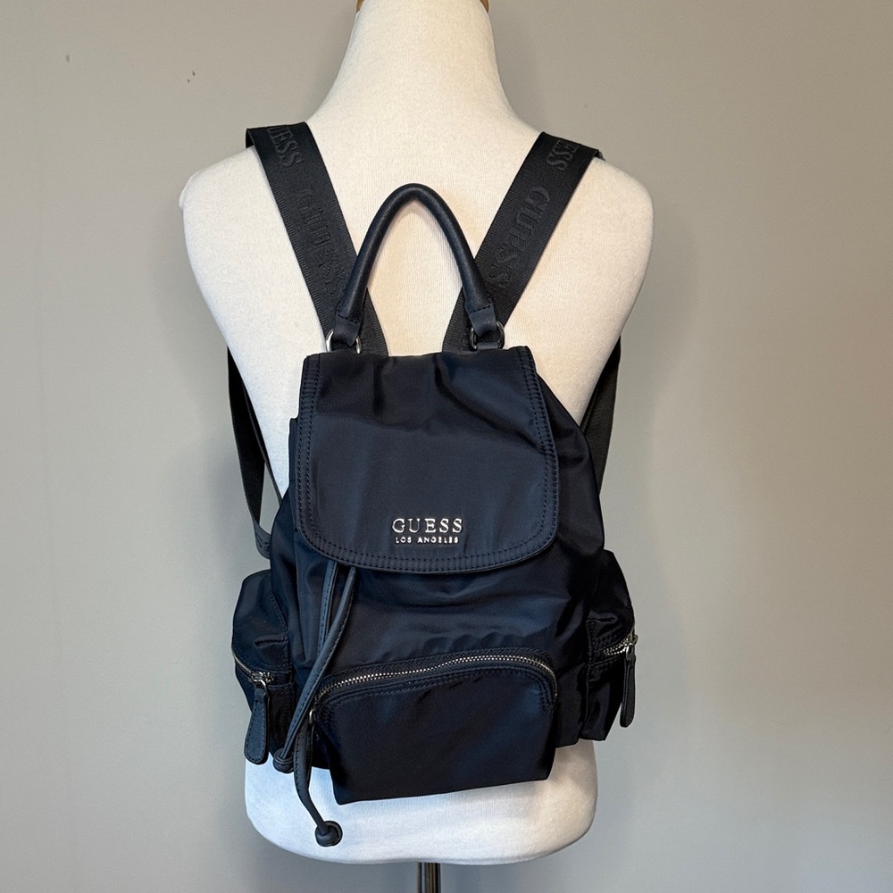 GUESS Navy Blue Nylon Backpack for Ladies
